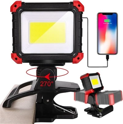 Lampu Kerja Boleh Dicas Semula LED Dengan Pengapit